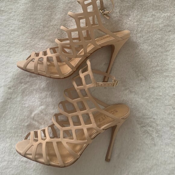 SCHUTZ Julianna Caged Sandal/Stiletto/Heels True Beige NWOT - Picture 3 of 5